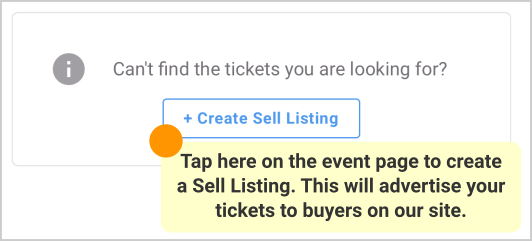 Event page desktop how to create sell listing